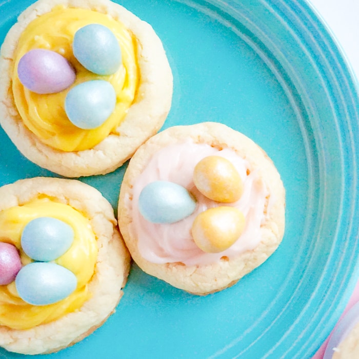 sugar cookies with frosting and candy eggs