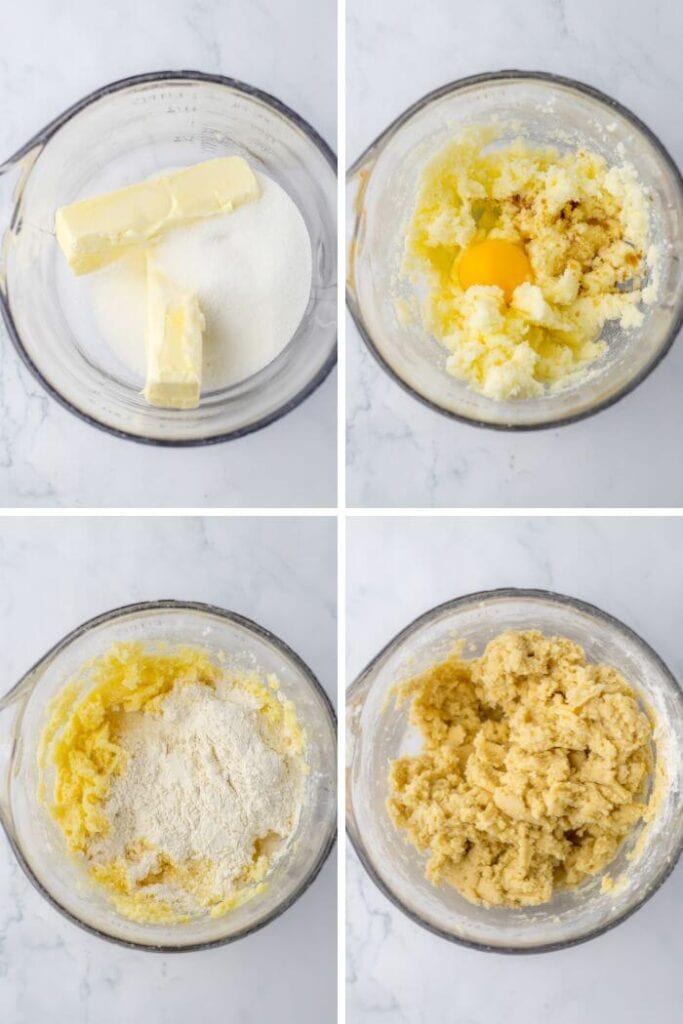 collage showing how to make sugar cookie dough