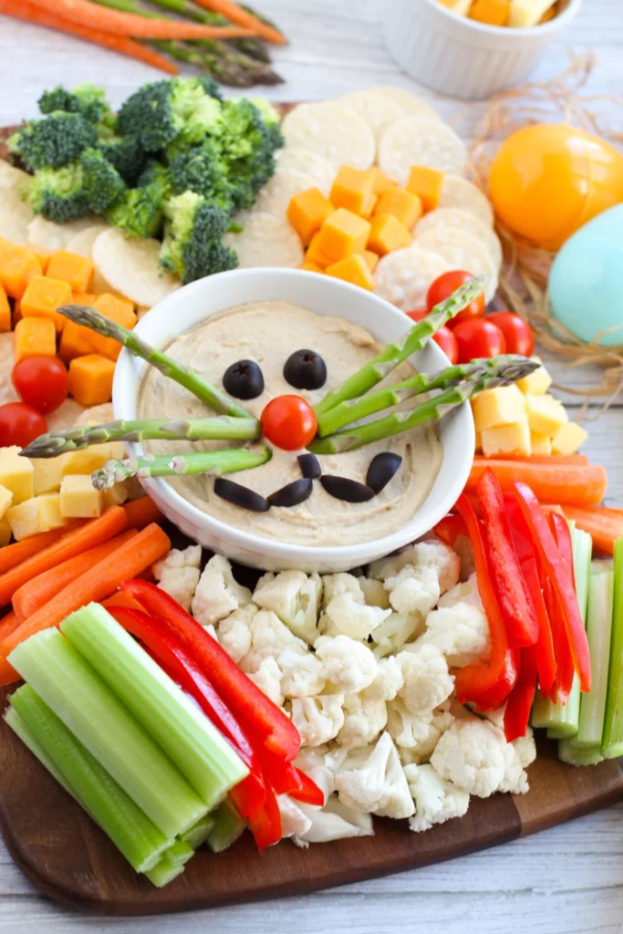 veggie tray with Easter bunny face