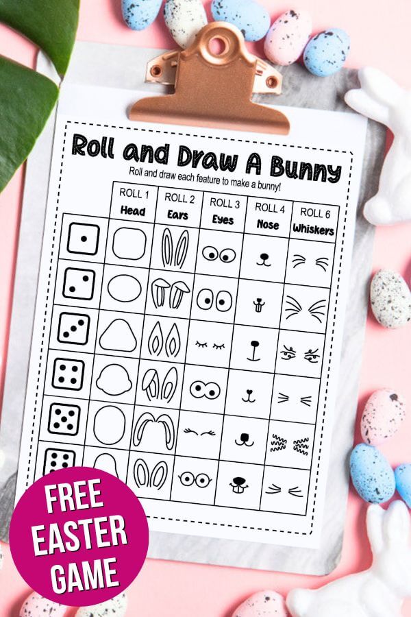 printable roll and draw dice game for Easter