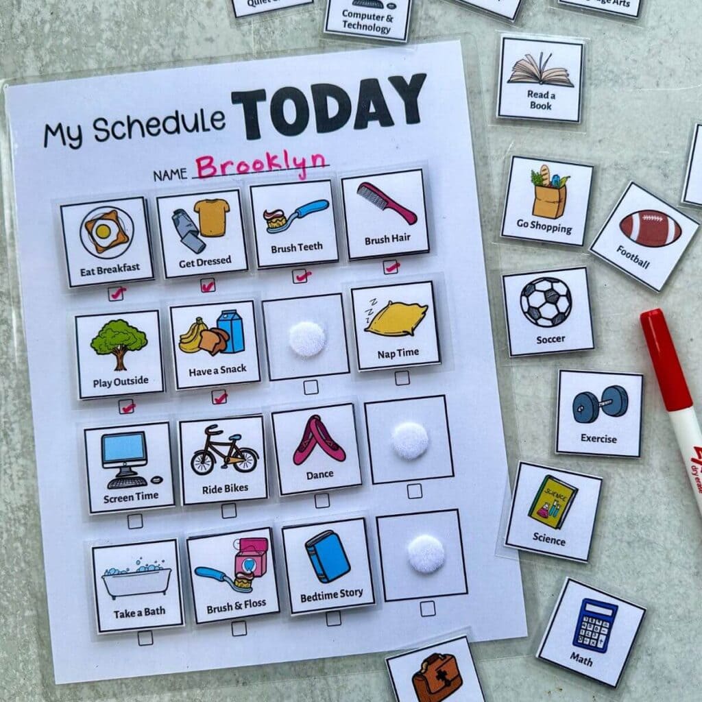 daily activity schedule clipart
