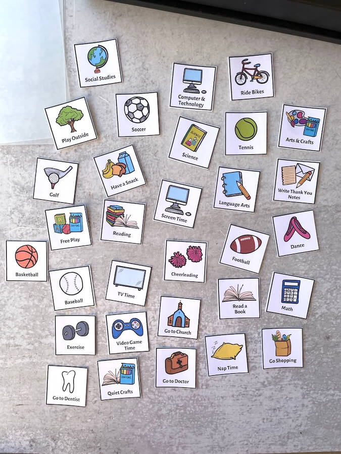 picture cards for a visual routine schedule for kids