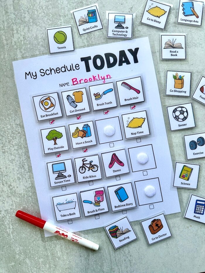kids daily schedule printable with pictures