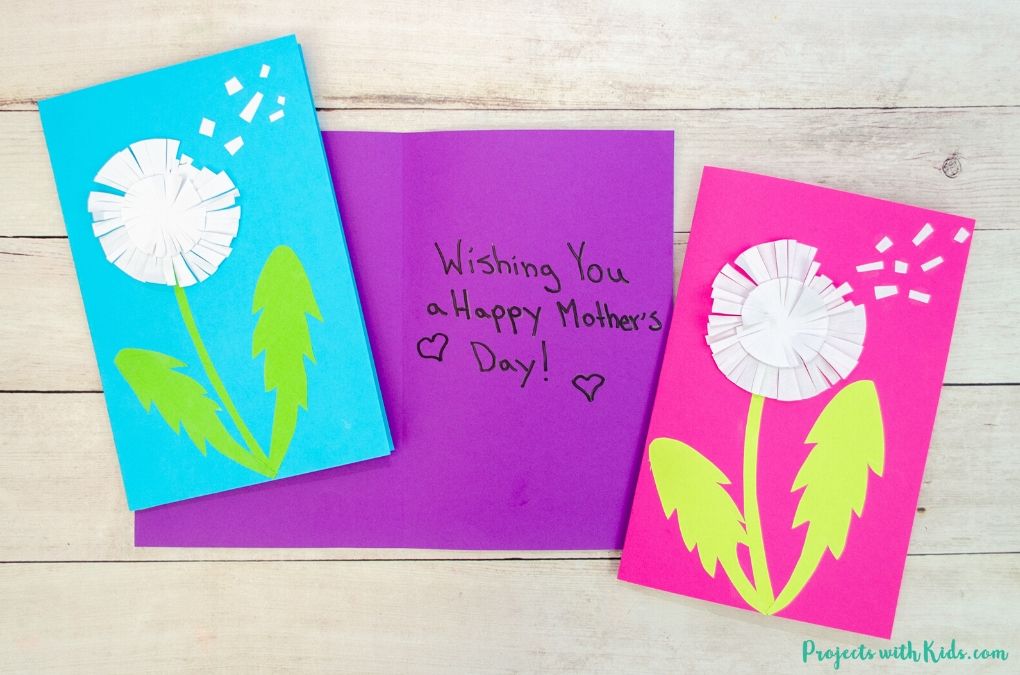 handmade dandelion cards for mother's day