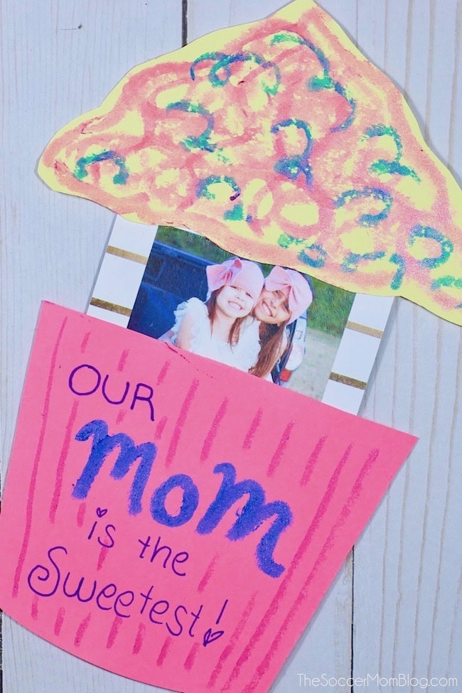 cupcake pop up mother's day card with a picture