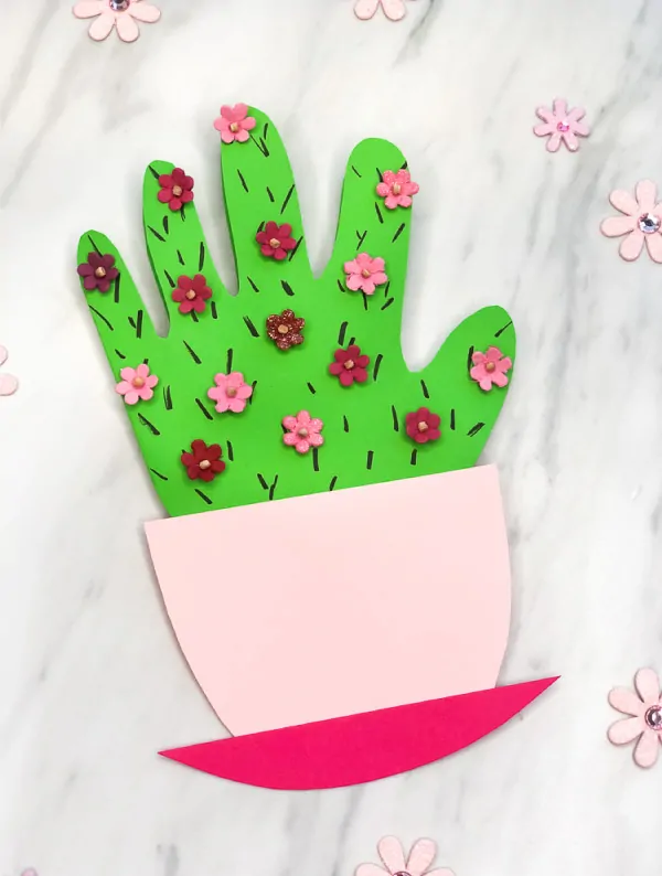 cactus handprint Mother's Day card craft
