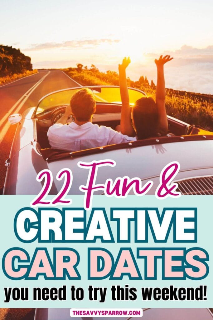 couple having fun driving a convertible car on a date