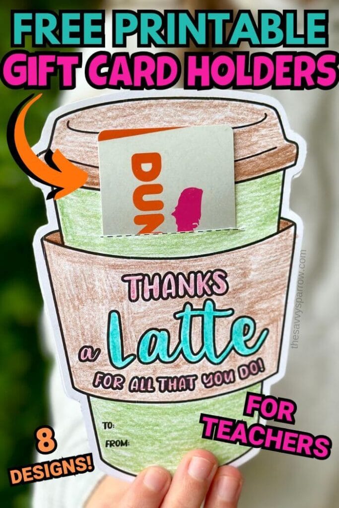 gift card holder for teachers that says "Thanks a latte"