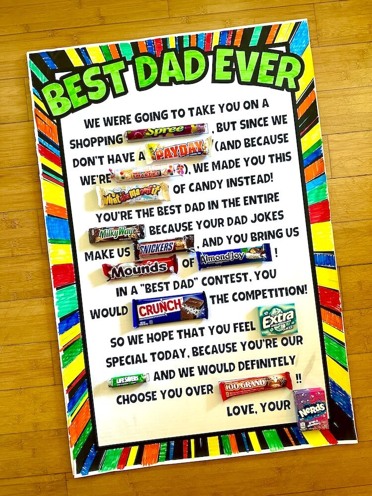 candy bar poster for Dad