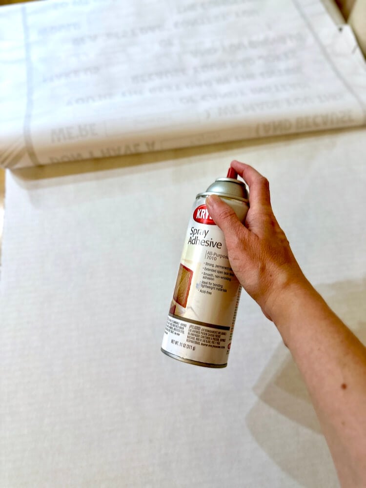 using a can of spray adhesive