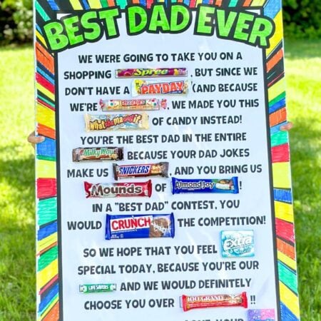 DIY Father's Day candy poster with candy bars