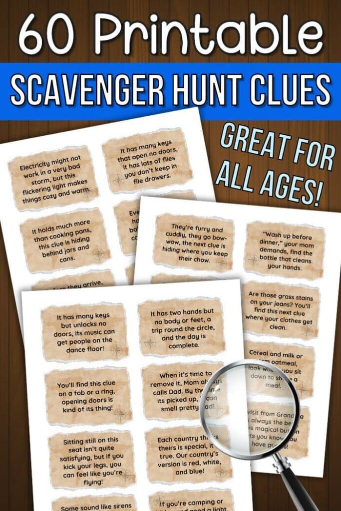 printable scavenger hunt clues for around the house