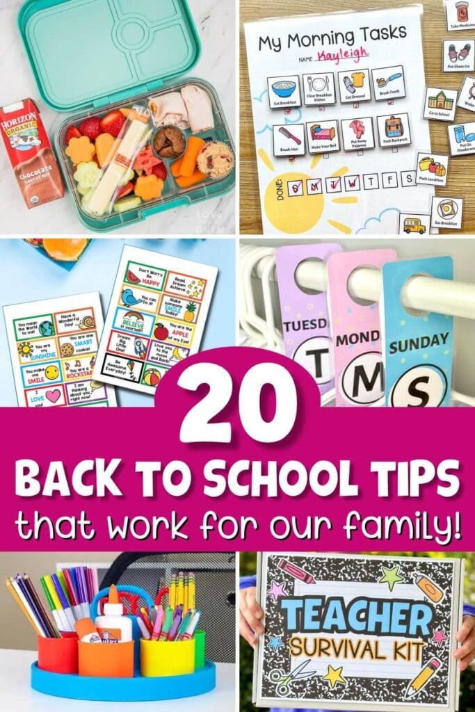 collage of back to school ideas and tips