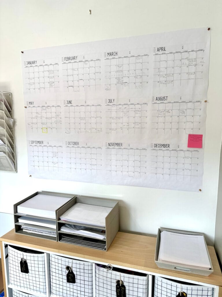 a huge wall calendar showing all 12 months at one time