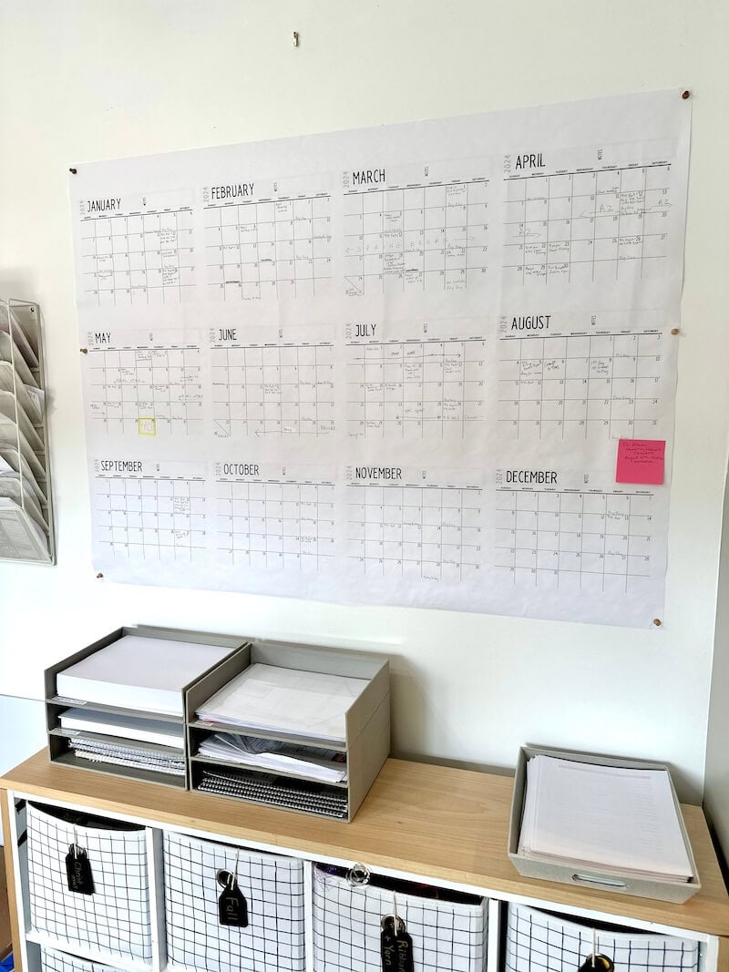 a huge wall calendar showing all 12 months at one time