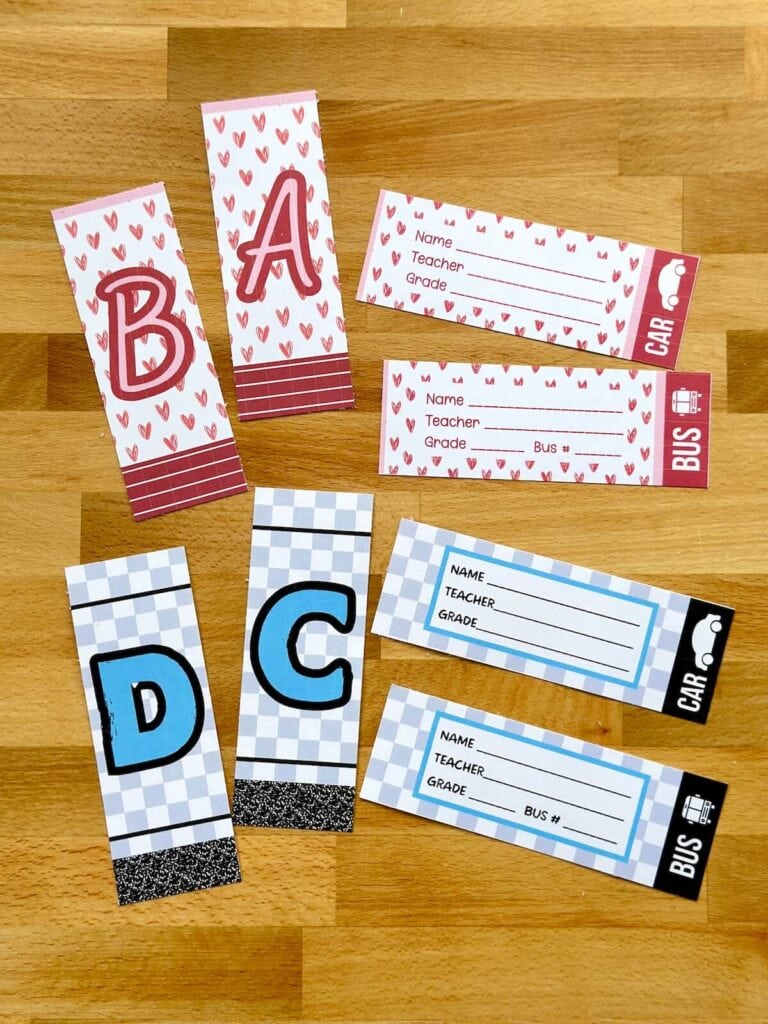 free printable backpack tags with kids after school dismissal information