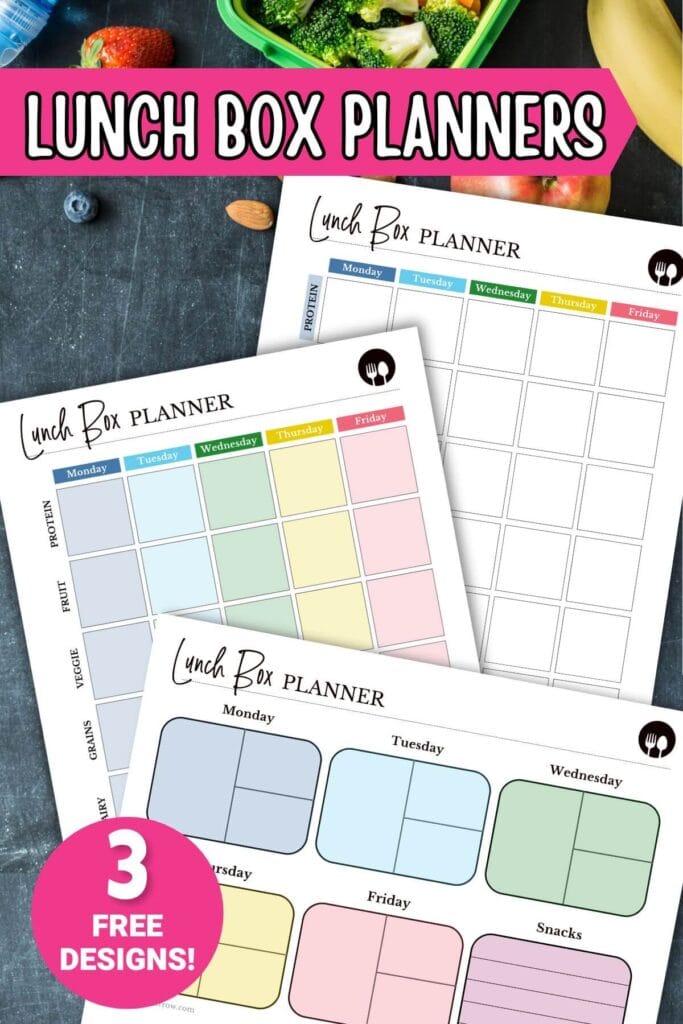 free printable lunch box planners