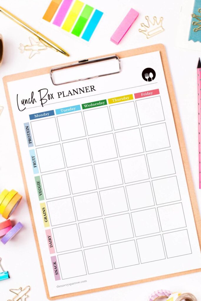 lunch box planner template