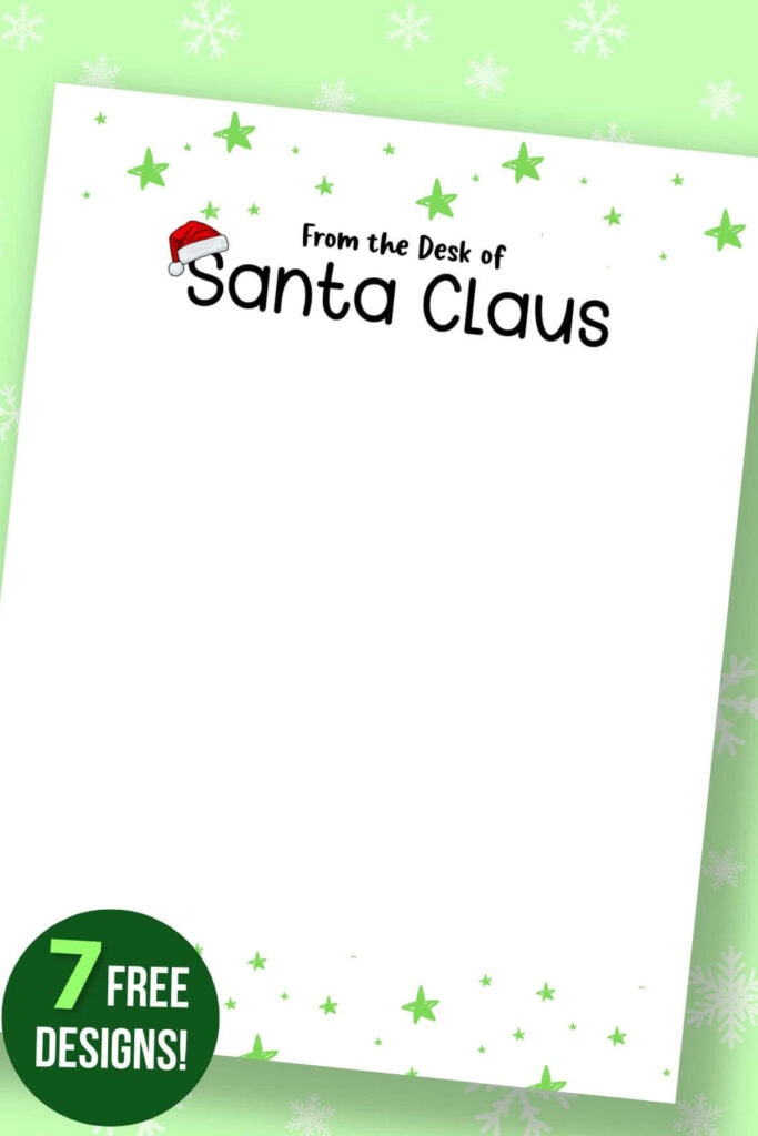 Santa stationary with green stars