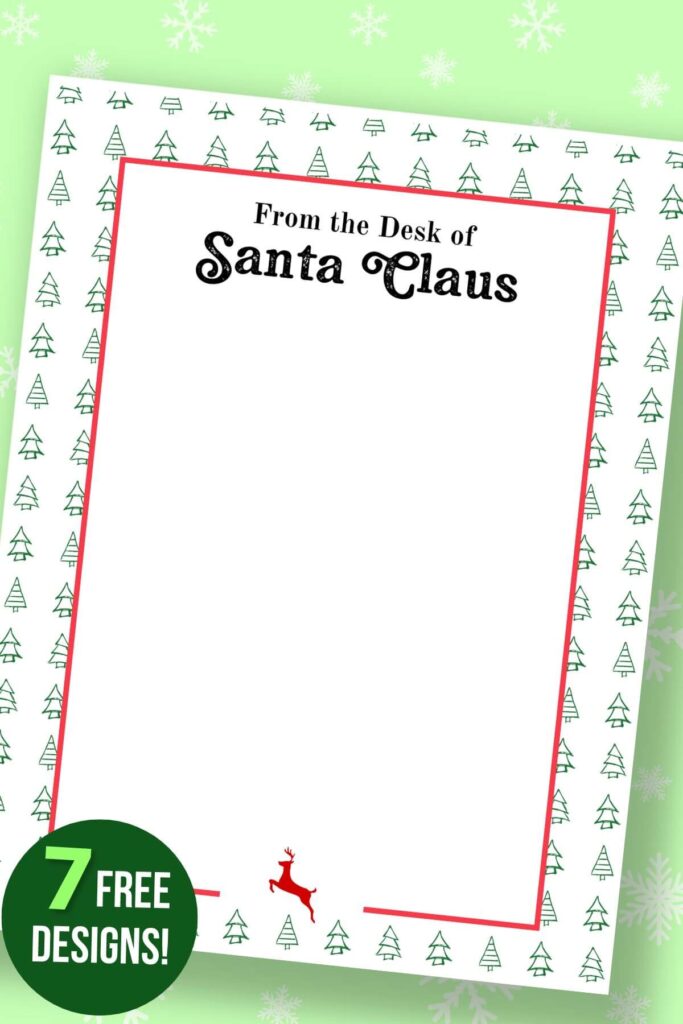 Santa letterhead with Christmas tree design