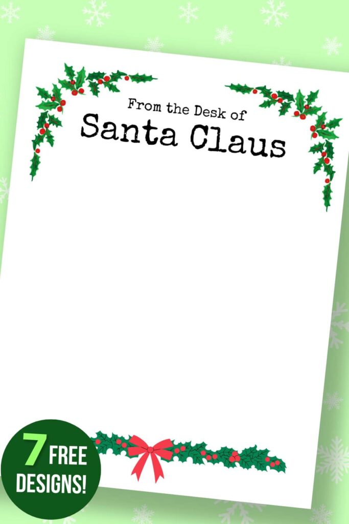 letterhead that says from the desk of Santa Claus