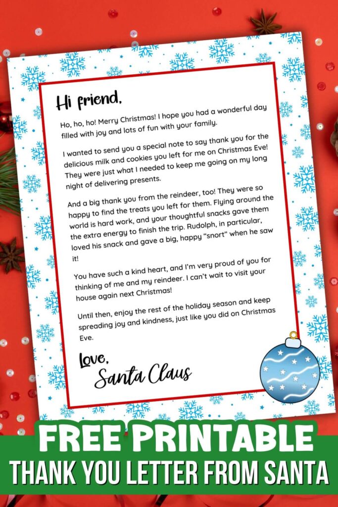 thank you letter from santa