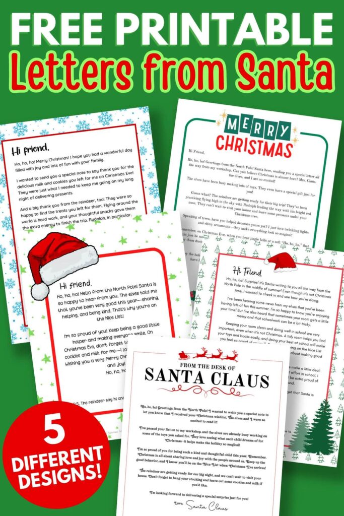 free printable letter from Santa Claus templates