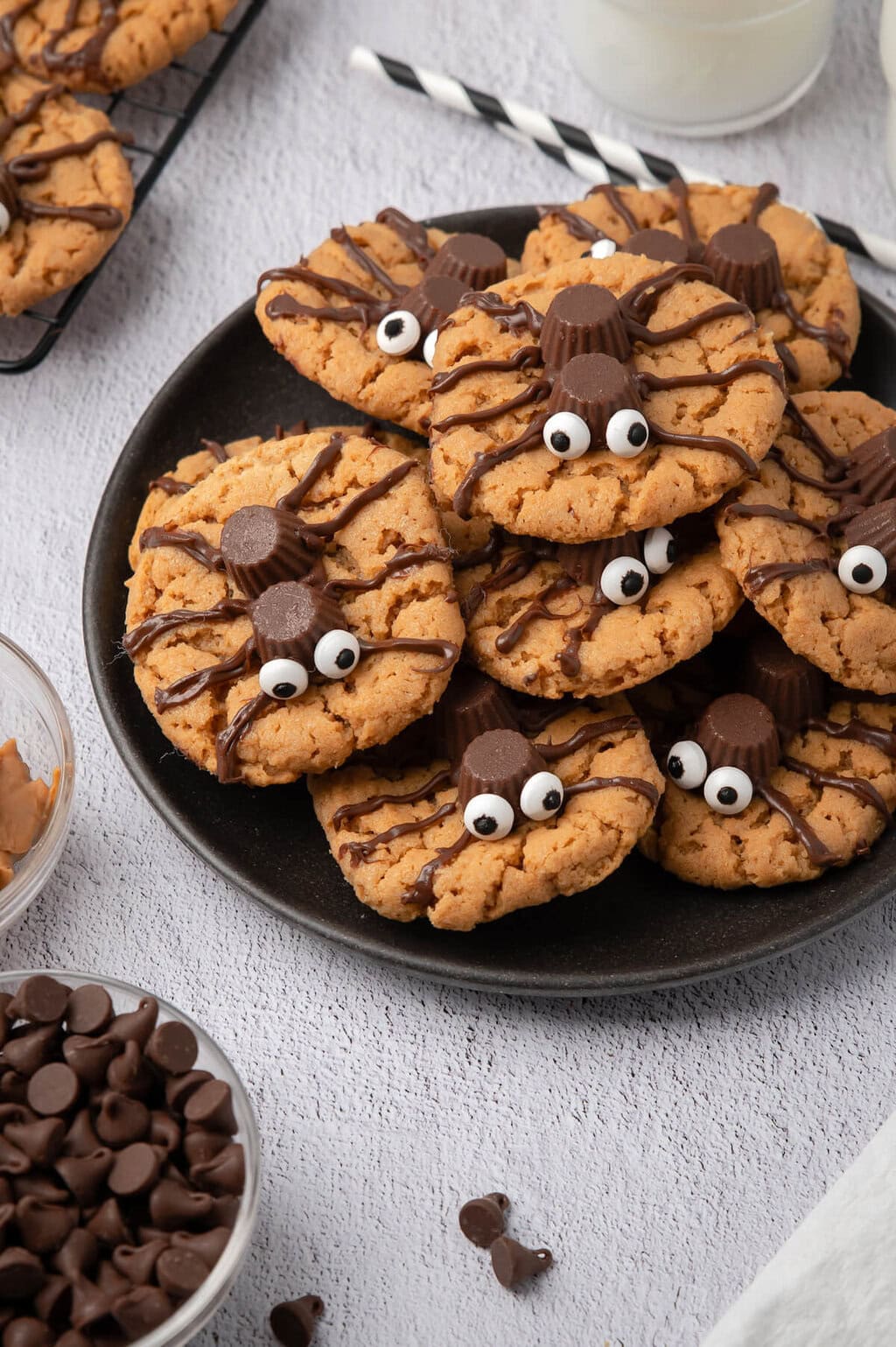 Peanut Butter Spider Cookies with Reese's Peanut Butter Cups
