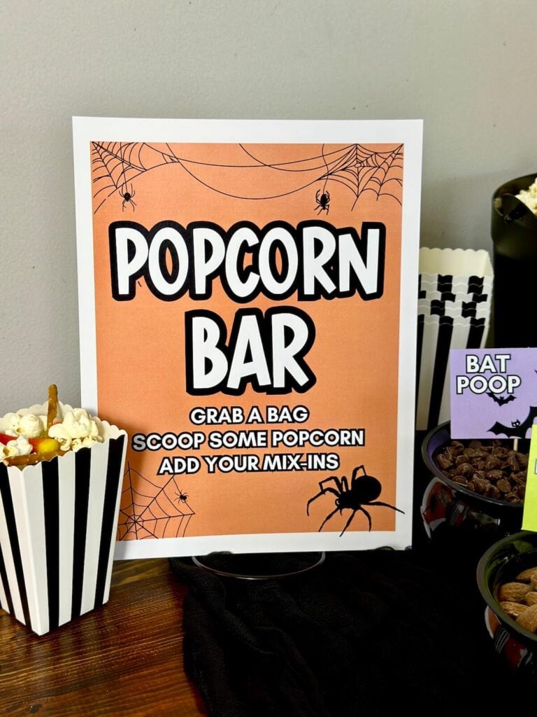 Halloween popcorn bar sign