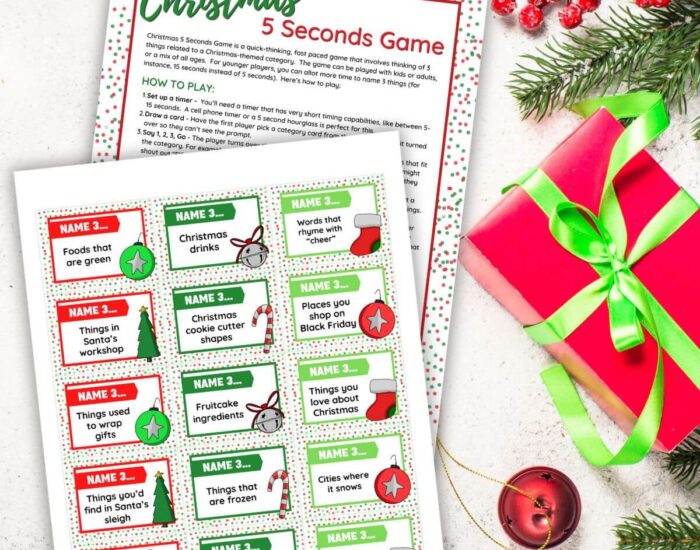 Christmas 5 seconds game free printable