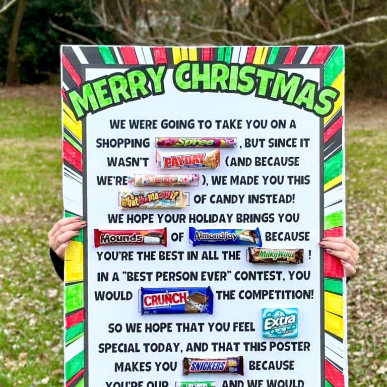 DIY Christmas candy poster with candy bars
