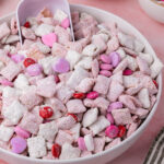 valentine's puppy chow snack mix with chex cereal