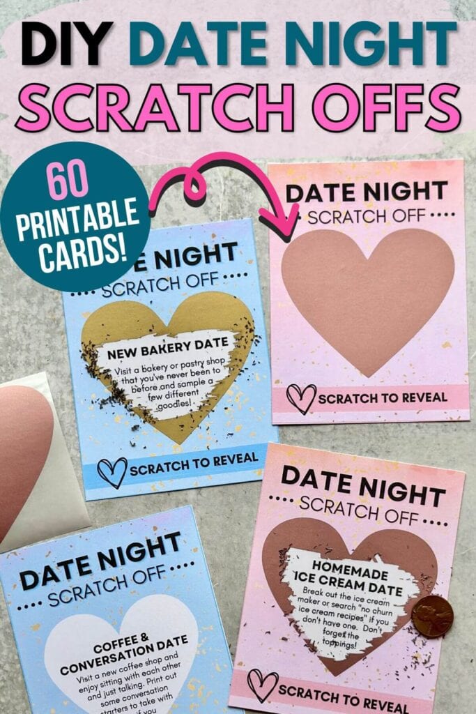 DIY date night scratch off cards with a printable template