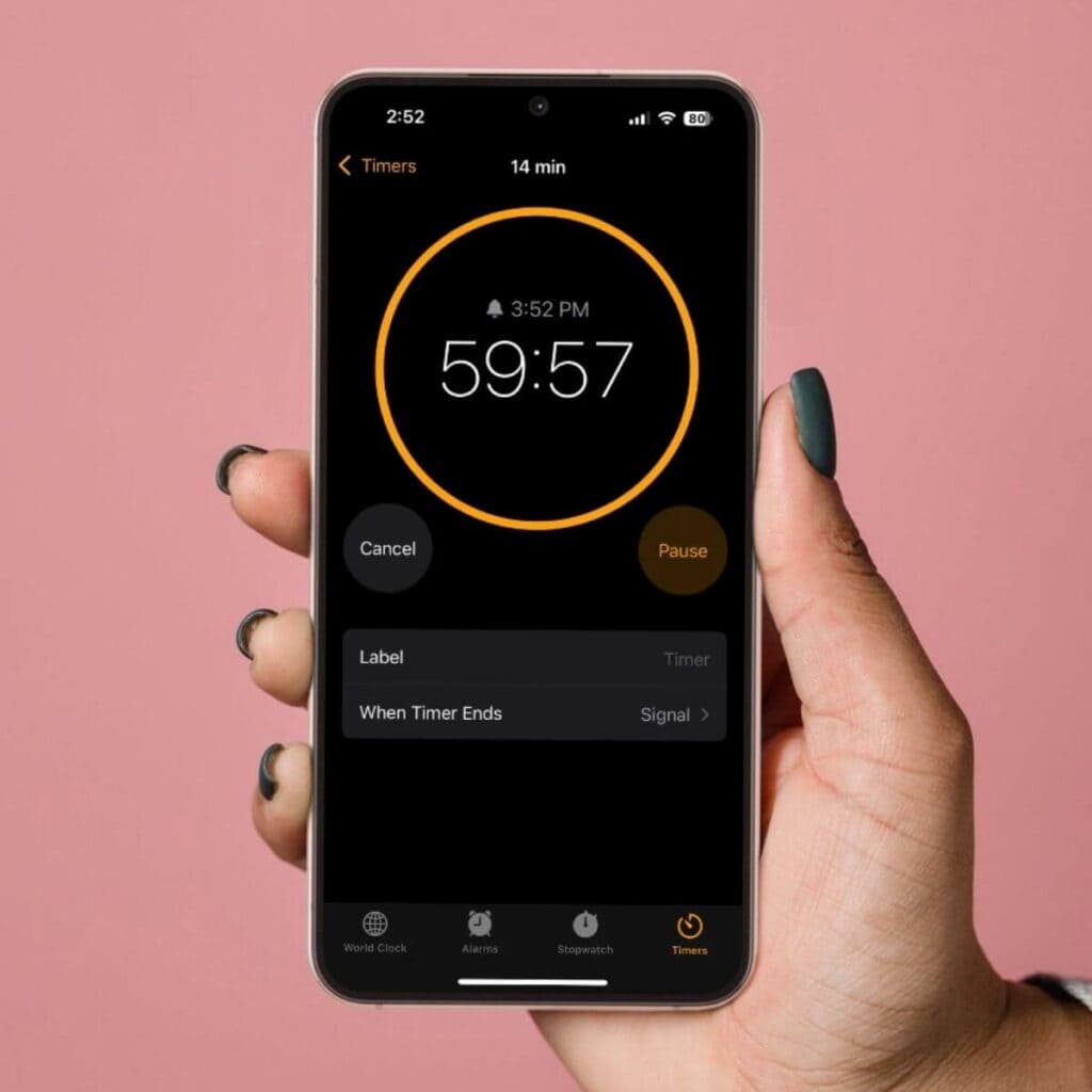 one hour timer on a cell phone