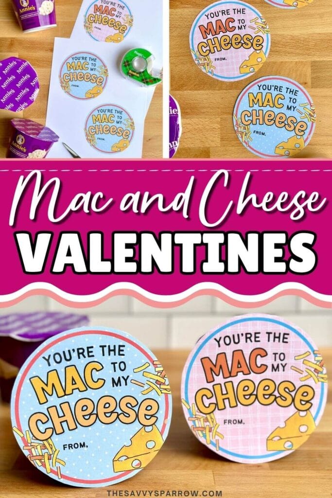 mac and cheese Valentines on single serve macaroni cups