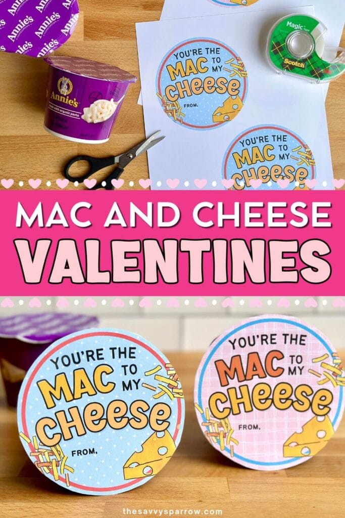 mac and cheese Valentines with supplies needed