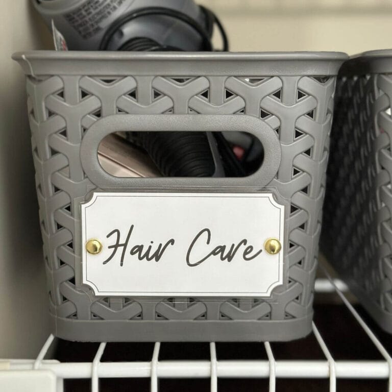 printable storage basket label that says hair care