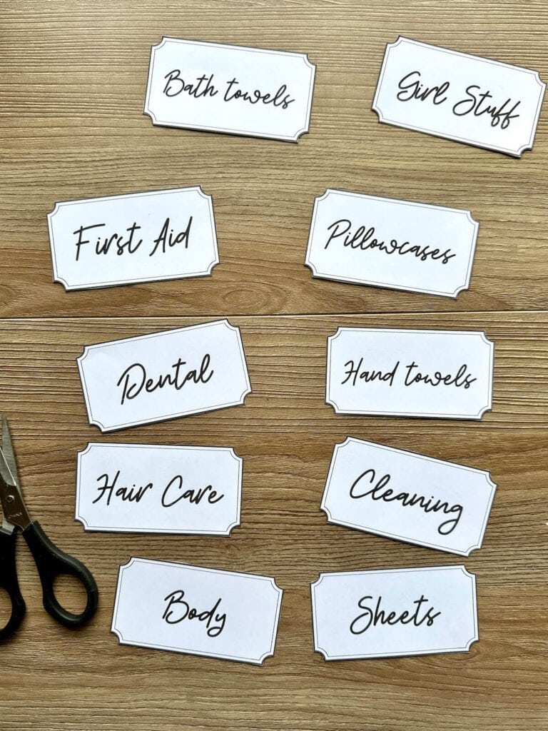 storage basket labels for organizing