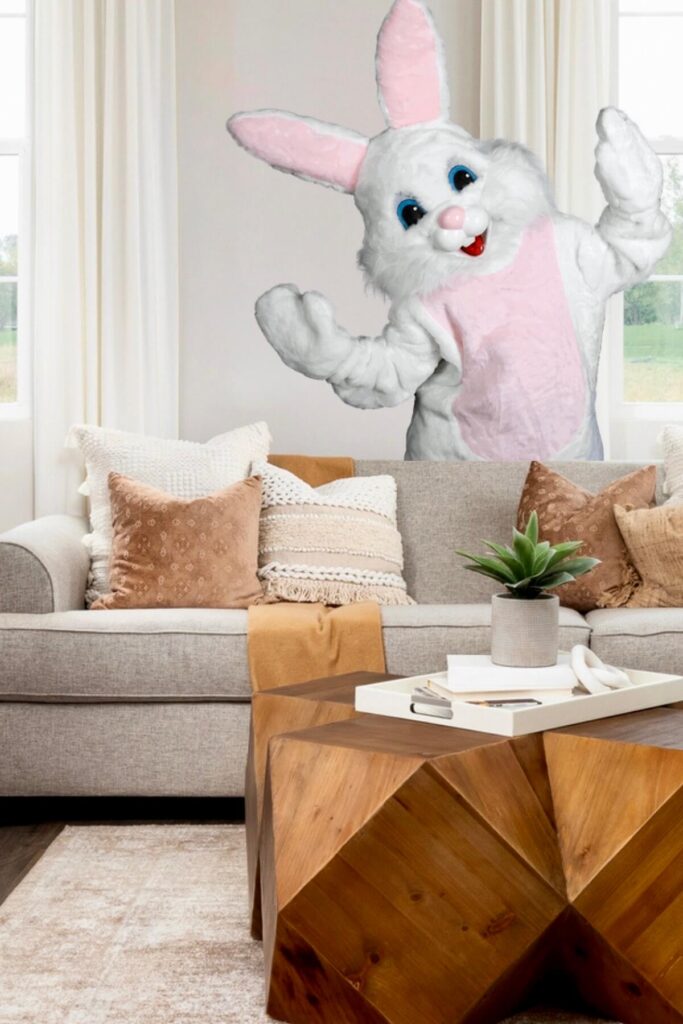 picture of the Easter Bunny in a living room