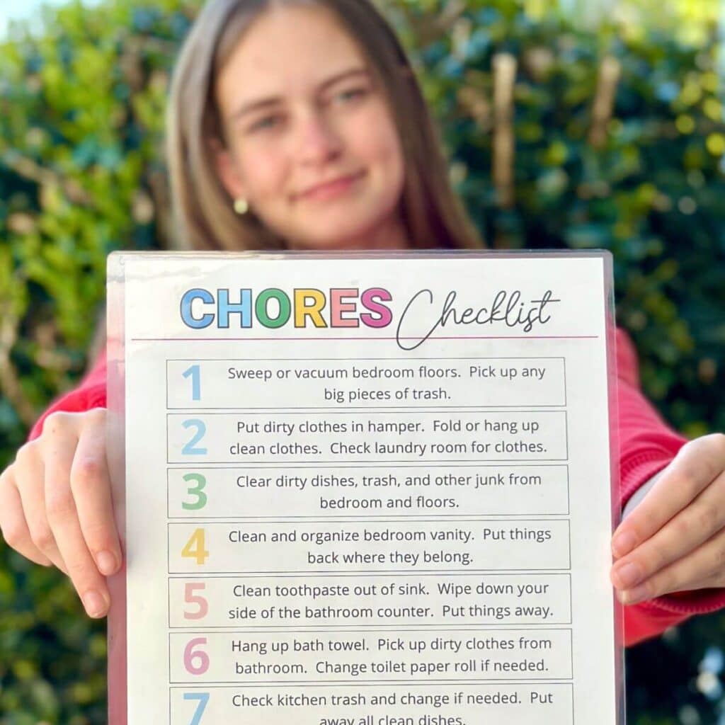 chore chart for teens