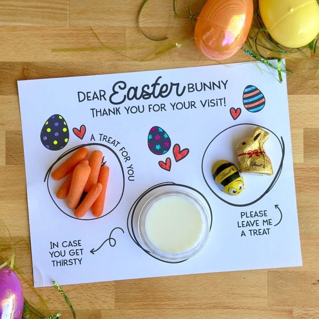 treats for the Easter bunny placemat with carrots