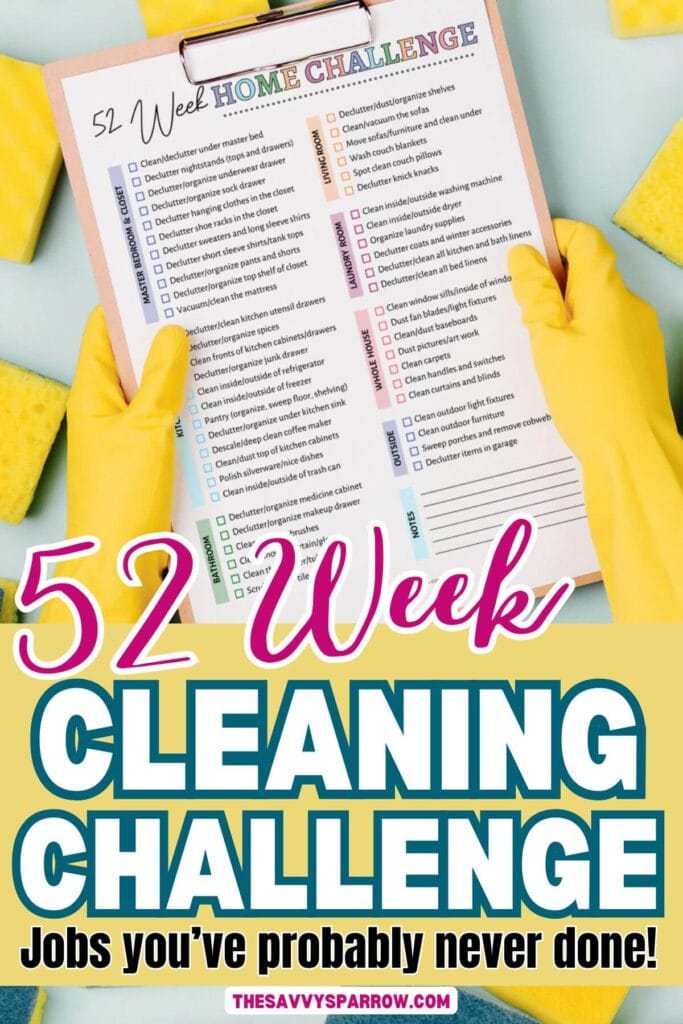 52 week home cleaning challenge printable