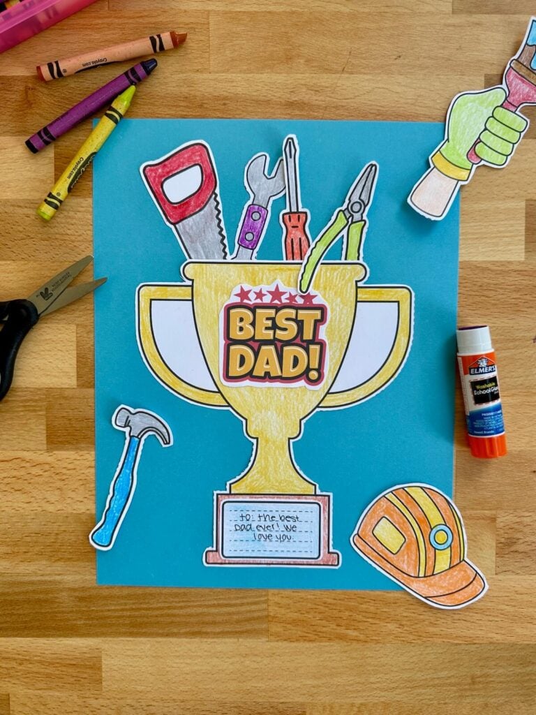 trophy craft that says best dad ever