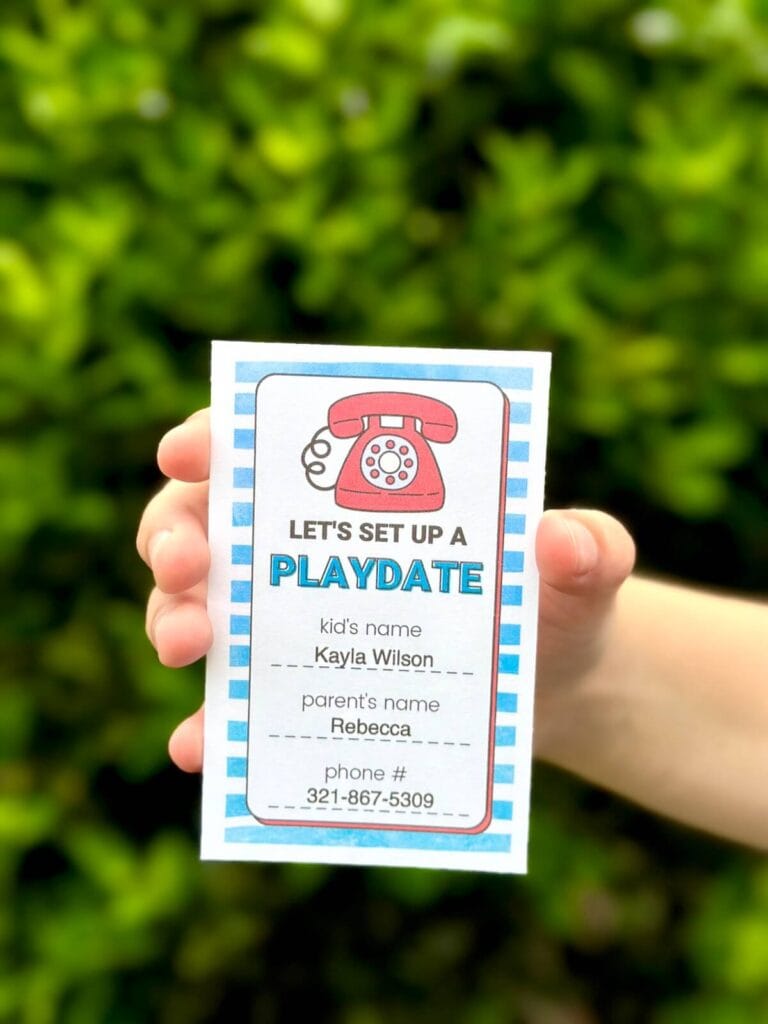 free printable playdate business card for kids
