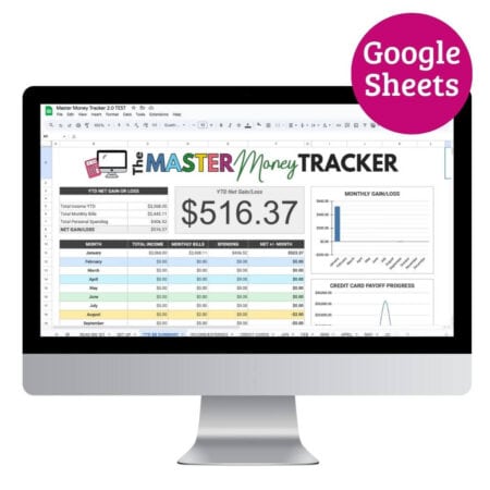 Personal finance tracker spreadsheet.