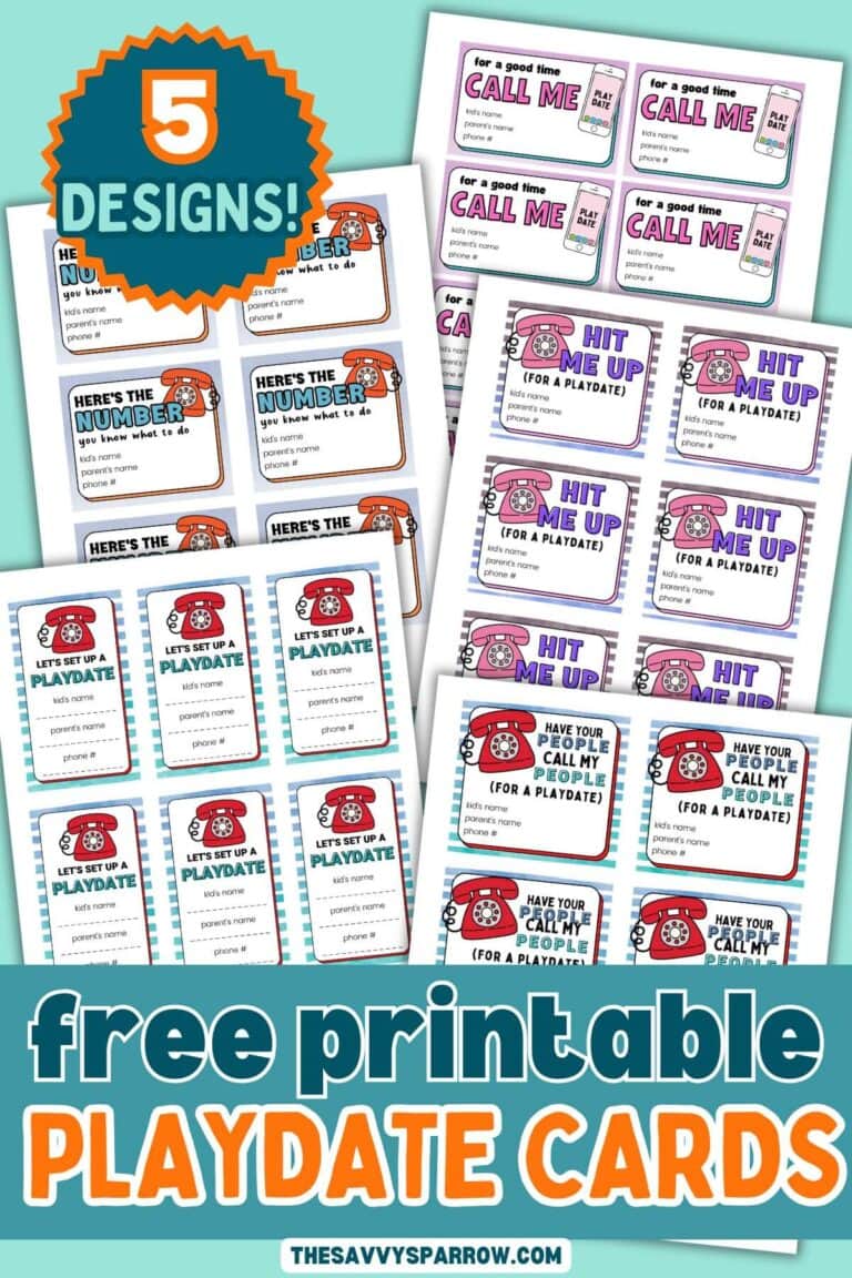 Free Printable Playdate Cards - Like Business Cards for Kids!