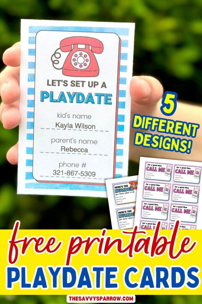 playdate business cards for kids