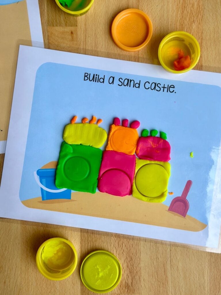 playdough mat with a sandcastle
