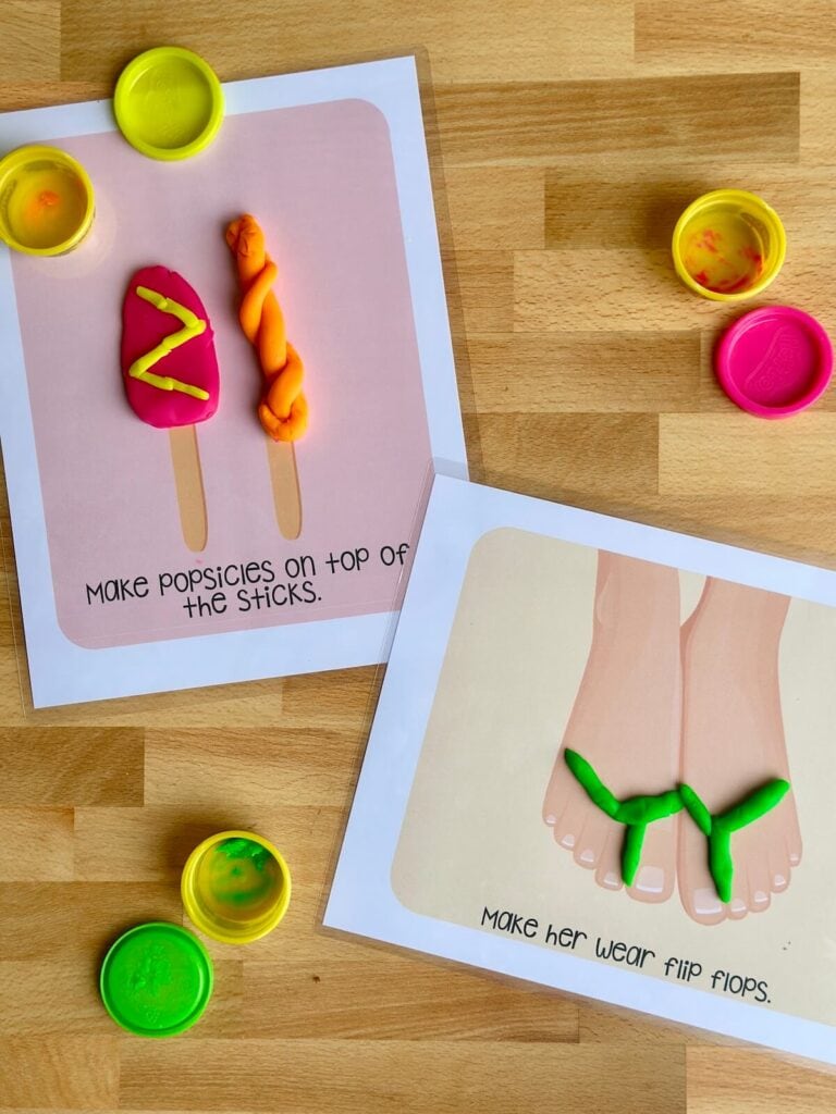 playdough mats with flip flops and popsicles