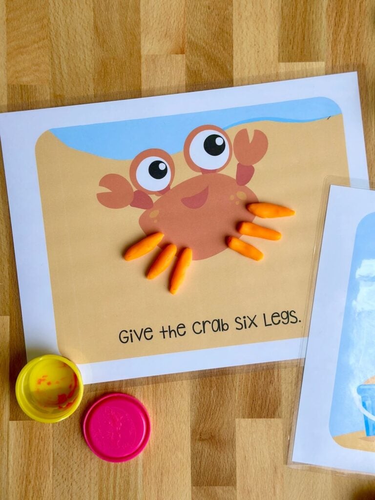 playdough mat with a crab
